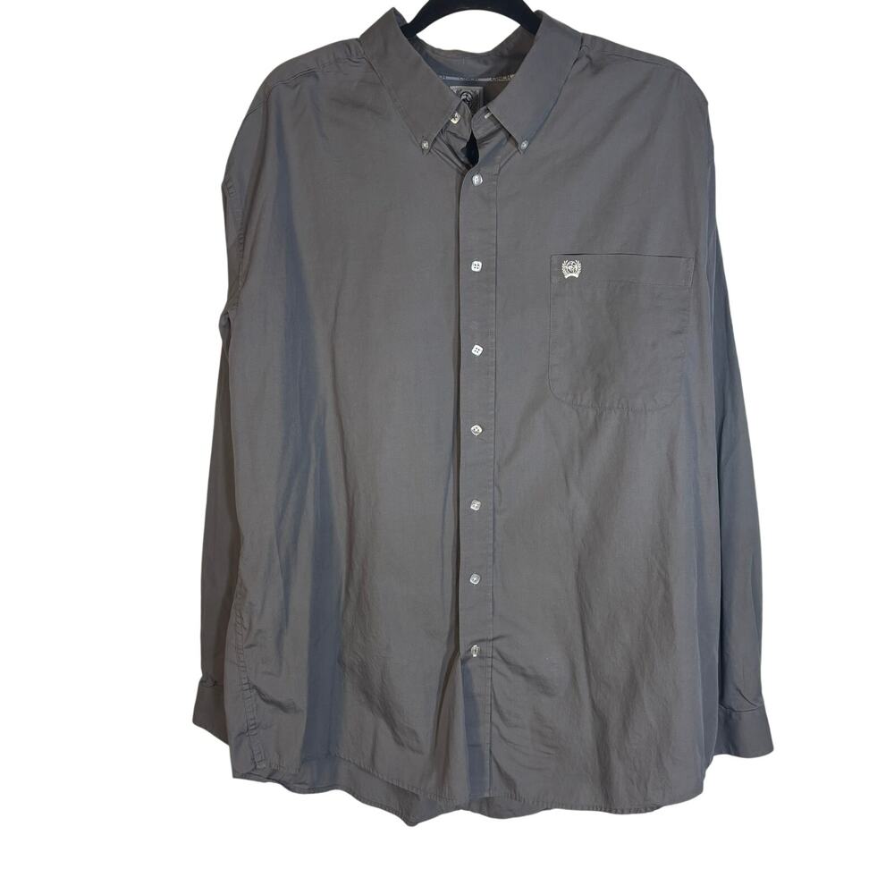 Cinch Mens XL Gray Button Down Shirt Long Sleeve Western Ranch Cowboy Logo